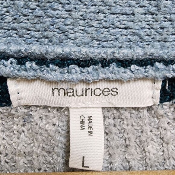 Maurices Cardigan Sweater Womens L Blue Gray Striped Open Front Casual Soft - Picture 6 of 8